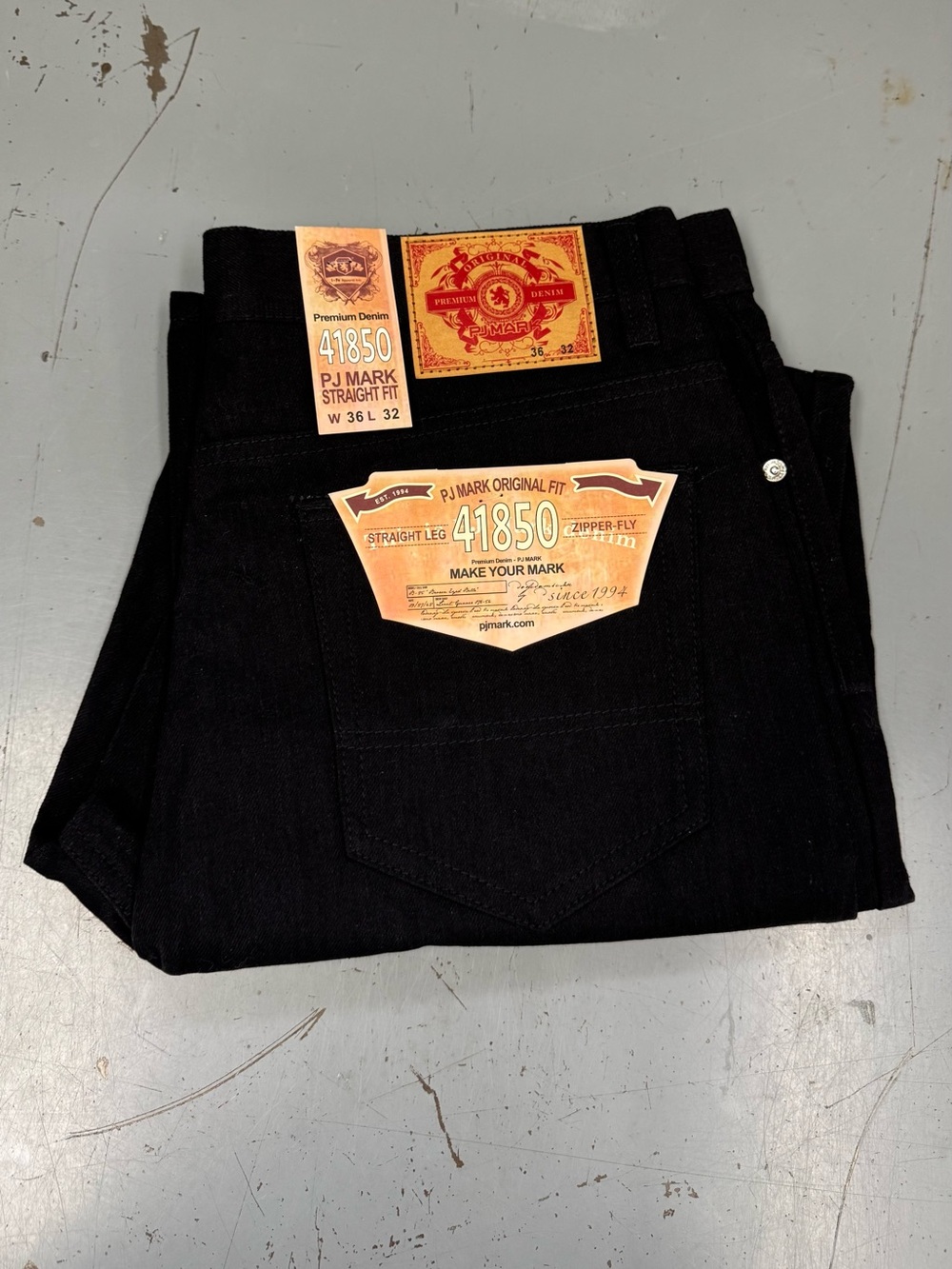 PJ Mark 41850 Men's Straight Leg Fit Black Denim Jeans size W36 L32